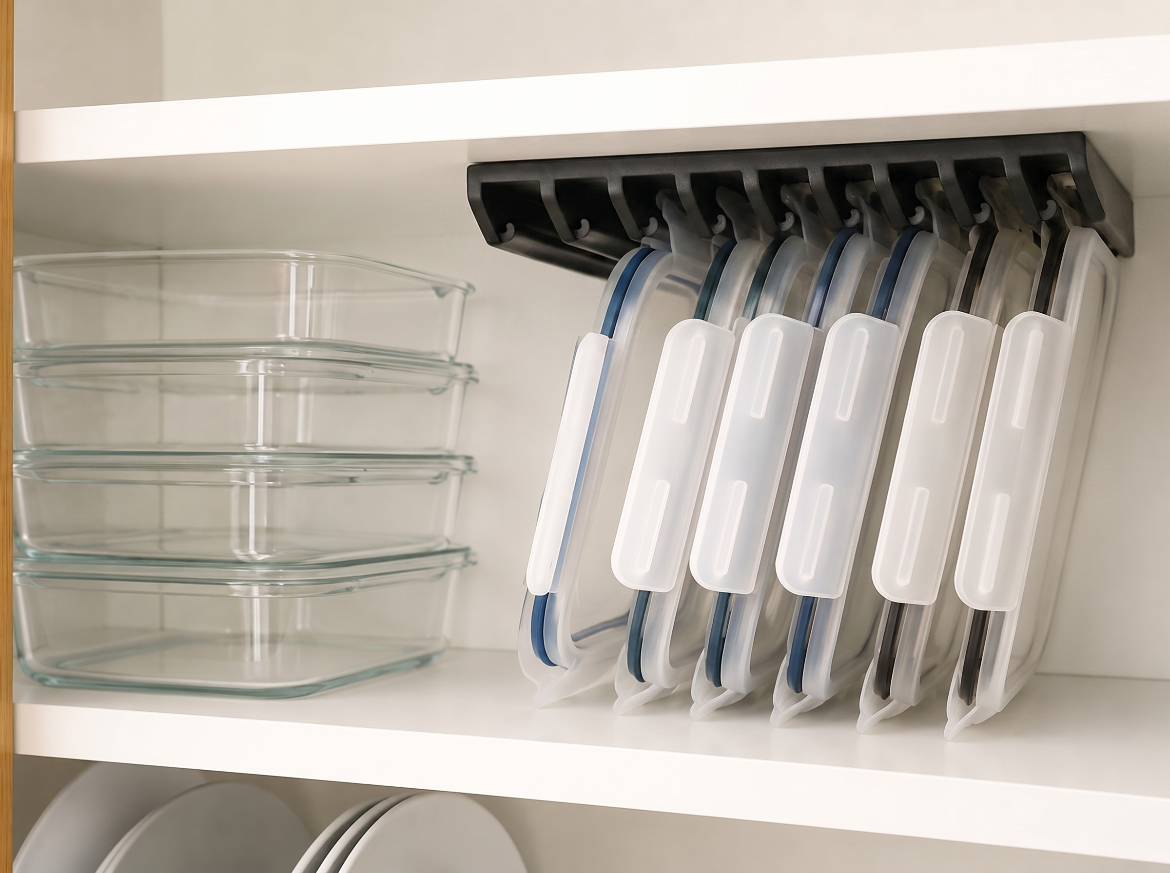 LidLoft black hanger in a cabinet, side angle