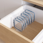 LidLoft 10-Slot mounted on a drawer wall holding food-storage lids upright