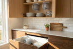 LidLoft Whole-Kitchen Set — two 10-Slot organizers mounted under a cabinet shelf and a 5-Slot in the drawer below
